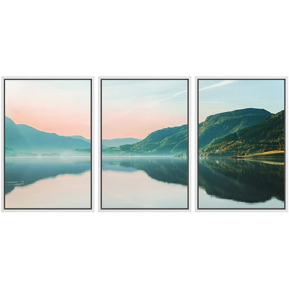 wall26 Framed Canvas Print Wall Art Set Serene Green Mountain Range Valley Nature Wilderness Photography Realism Rustic Landscape Colorful Cool for Living Room, Bedroom, Office - 16"x24"x3