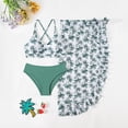 thumbnail image 5 of Einccm Girls 3-Piece Swimsuit Set for 13-16 Years, Tropical Palm Print Beach Swimsuit with V-Neck Tank Top, High-Waisted Pants and Apron Skirt, Resort Style Summer Swimwear, 5 of 9