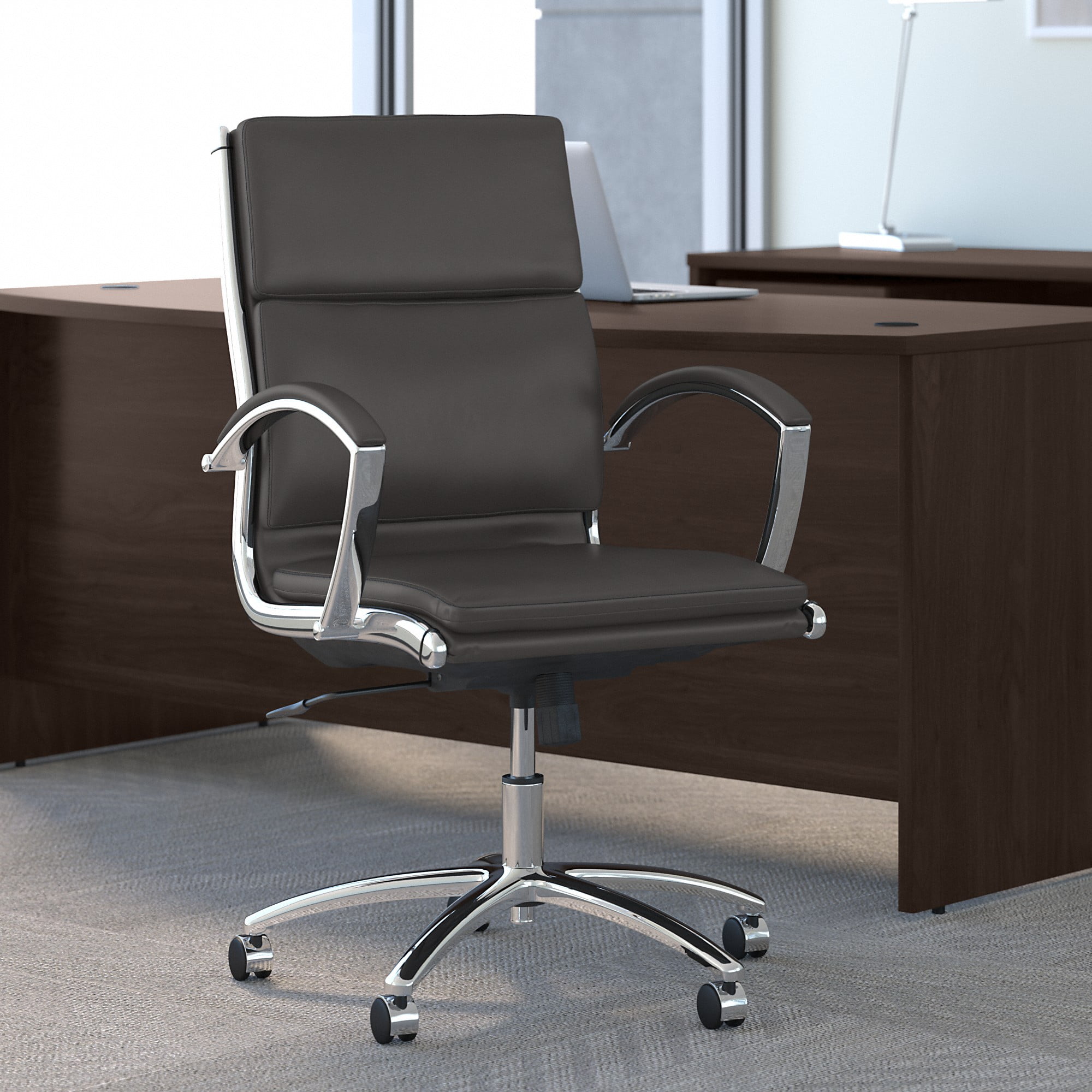 kathy ireland® Home by Bush Furniture Madison Avenue Mid Back Leather Executive Office Chair in
