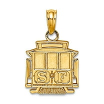 14k Yellow Gold Polished Sf Train Pendant Necklace 17.1x11.6mm Wide 0.8mm Thick Pendant for Women