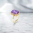 thumbnail image 4 of Gem Stone King 18K Yellow Gold Plated Silver Purple Amethyst and White Topaz Ring for Women | 7.28 Cttw | Emerald Cut Checkerboard 14x10MM | Gemstone Birthstone | Available in Size 5, 6, 7, 8, 9, 4 of 4