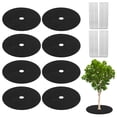 thumbnail image 1 of 8-Pack Non-Woven Tree Mulch Ring, 20.5 Inch Tree Protector Mat W 20 Pcs Stakes for Plant Root Protection [Black], 1 of 7