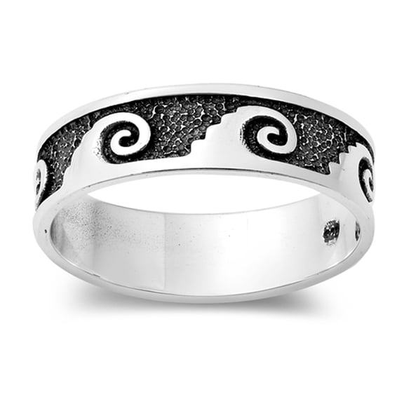 Oxidized Traditional Wave Ring .925 Sterling Silver Band Jewelry Female Male Unisex Size 5