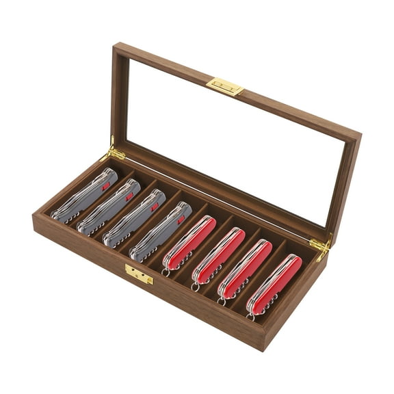Knife Display Case Walnut Color, Knife Storage Box Premium Material, Knife Display Case Organizer for Storing a Variety of Knives
