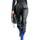 thumbnail image 2 of Pantalones de cuero para mujer de talle alto con cordón PU Casual de cuero sintético con bolsillos, 2 of 5