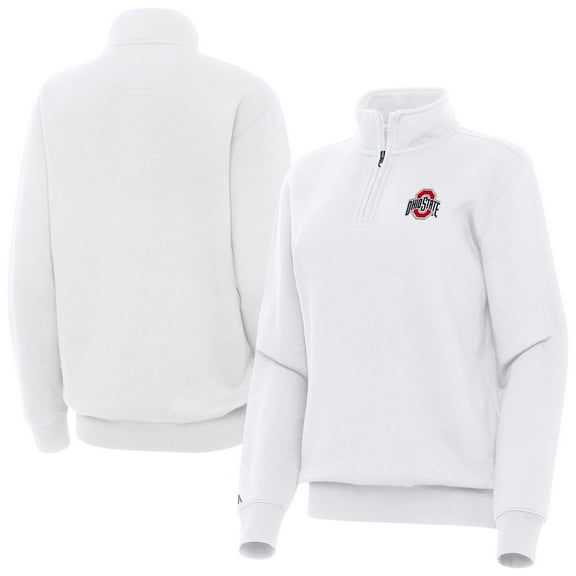 Women's Antigua  White Ohio State Buckeyes Victory Quarter-Zip Sweatshirt