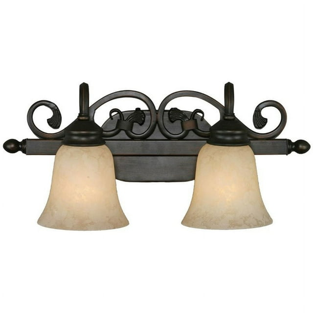 Beaumont Lane 2 Light Tea Stone Glass Vanity Light in Rubbed Bronze