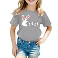 thumbnail image 2 of Ruiwill Easter Shirts For Girls Size 6-7 Years Short Sleeve Crew Neck Bunny Print Summer Fashion Easter Girls Tees Grey, 2 of 3