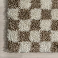 thumbnail image 4 of nuLOOM Adelaide Mid-Century Checkered Shag Area Rug, 8' x 8', Square, Adelaide Beige, 4 of 9