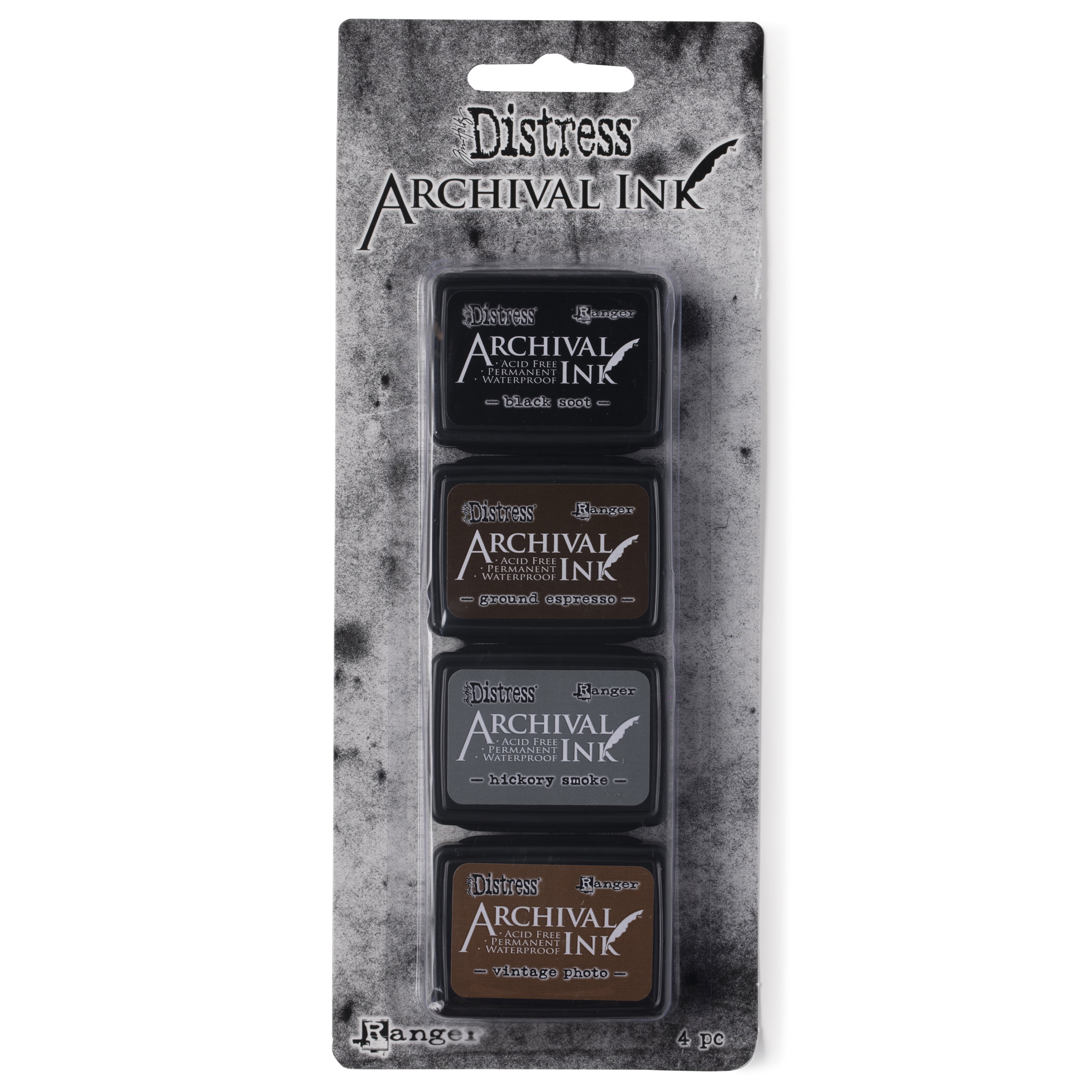 Tim Holtz Distress Mini Archival Ink Pad, Kit 3, 6 Packs: 4 ct. (24 total)