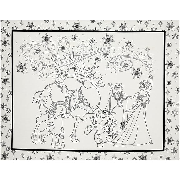Eugene Textiles Disney Frozen Characters 36in Panel White Fabric