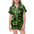thumbnail image 2 of Godom Baby Girls Pajama Short Sleeve Silk Button-Down Sleepwear Toddler 2 Pieces Pjs Kids Sleepwear, 2 of 4