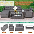 thumbnail image 4 of Costway 4PCS Patio Rattan Furniture Set Cushioned Loveseat Table Shelf Gray, 4 of 10