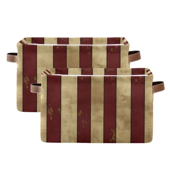 Ryvnso Retro Stripes Storage Basket Large Bin Foldable Boxes Toys Organizer 14.2x10.2x8.3in 2 PCs