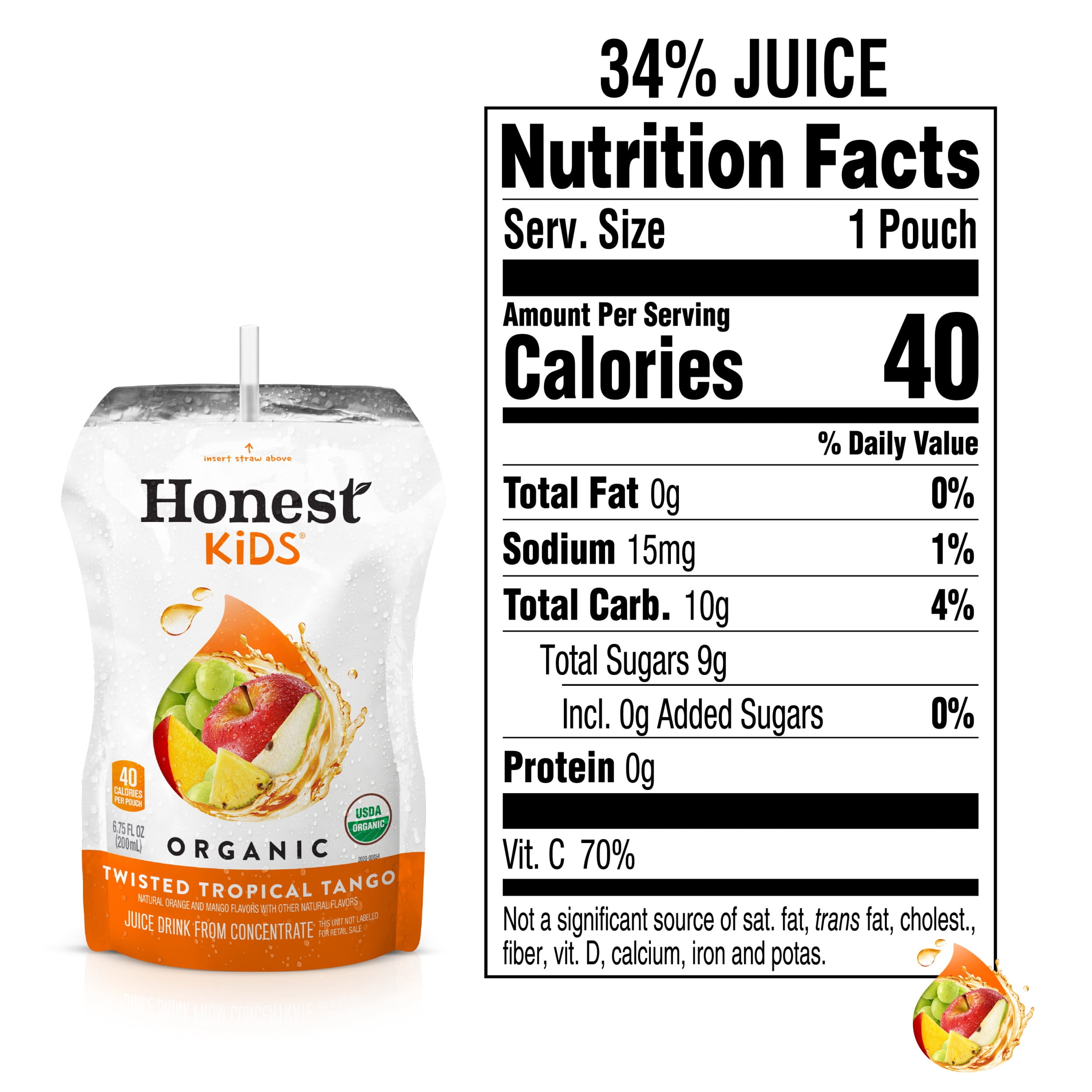 Honest Kids Twisted Tropical Tango Organic Fruit Juice, 6.75 fl oz, 8 Pack