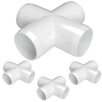 FORMUFIT 1-1/4" Cross Furniture Grade PVC Pipe Fittings, (1-5/8" Actual Socket ID), White, 4-Pack