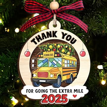 NewEleven Thank You Ornament Thank You Bus Driver, Heartwarming Holiday Keepsake, Wooden Ornament Gift for Bus Driver