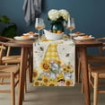 thumbnail image 2 of Sunflower Gnomes Table Runner - 120 Inch Long, Kitchen Dining Table Runner Dresser Scarves, Yellow Sunflower Vintage Leaves Bee Farmhouse Decor for Coffee Tables Wedding Party Banquet, 2 of 8