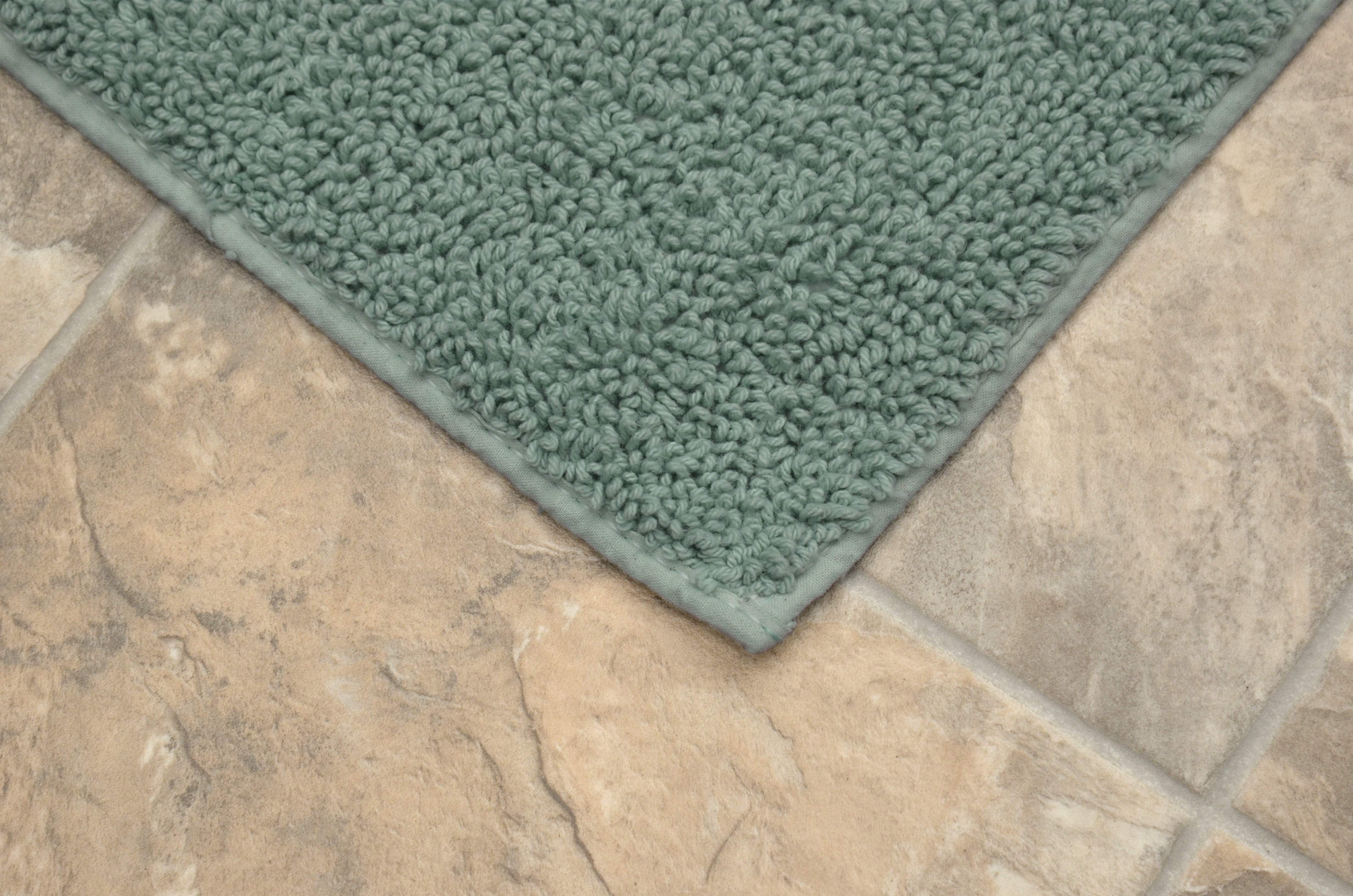 Garland Rug Classic Cotton Washable Bath Rug Set, 2 Piece Set (17"x24" Bath Rug, & 21"x34" Bath Rug) Sea Foam