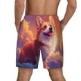 thumbnail image 2 of Lsque Mens Swim Trunks Sunset Cloud Corgi Pattern - Bathing Suit Compression Liner - Beach Swim Shorts Swimwear - (S-3XL) - Stretch Quick Dry -Large, 2 of 9