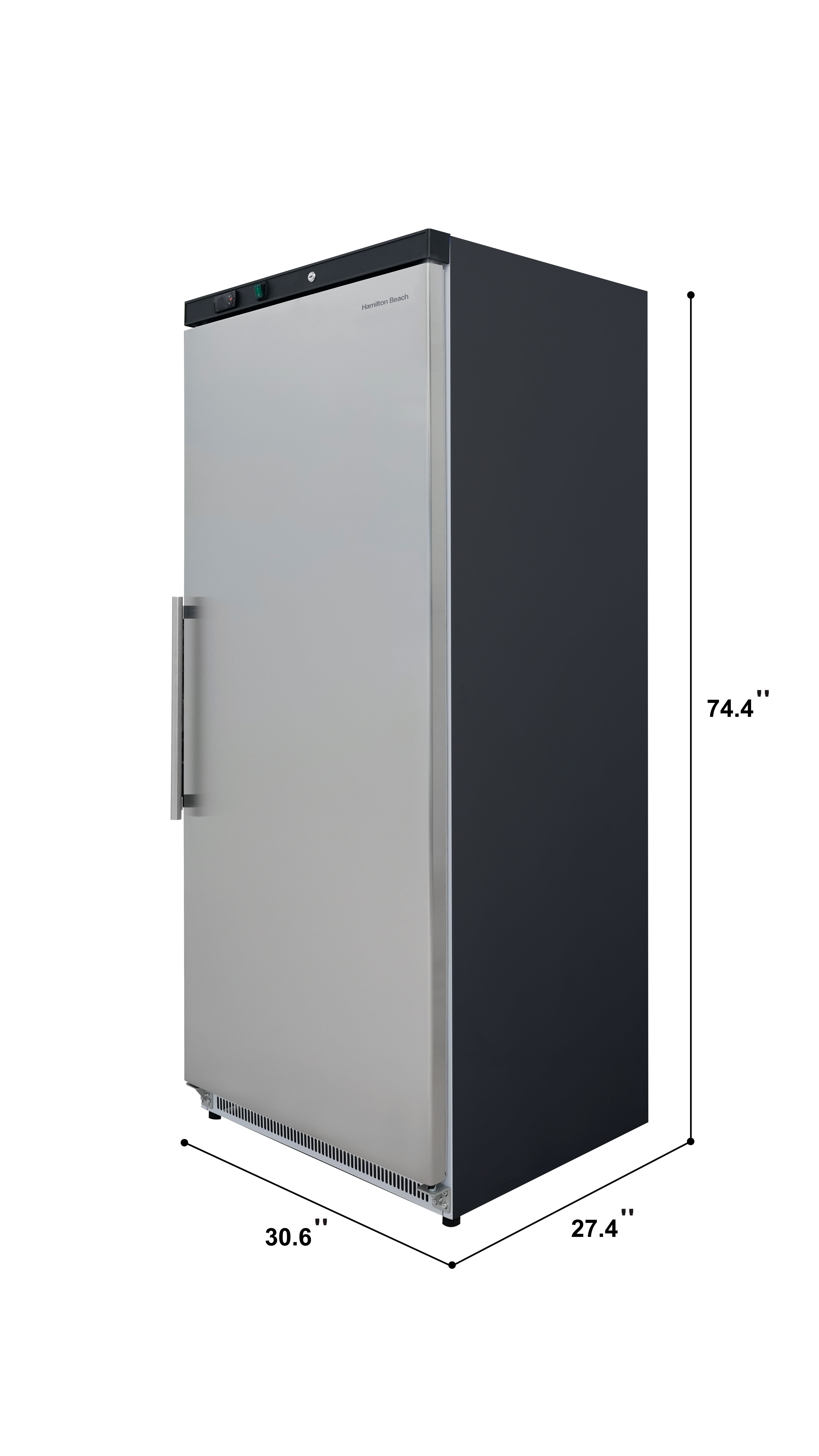 Hamilton Beach 19.2 Cu. ft. Commercial Refrigerator,  543 Liters All Fridge with Lockable Door, Stainless Steel