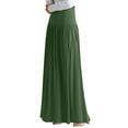 thumbnail image 3 of Nlife Women Wide Fold-Over Waistband Pleated Side Pocket Maxi Skirt, 3 of 7