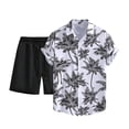 thumbnail image 3 of IWRICH Hawaiian Shirt Set for Men Short Sleeves Tropical Printed Shirts and Shorts 2 Piece Casual Button down Summer Beach Floral Outfits 18-White S, 3 of 7