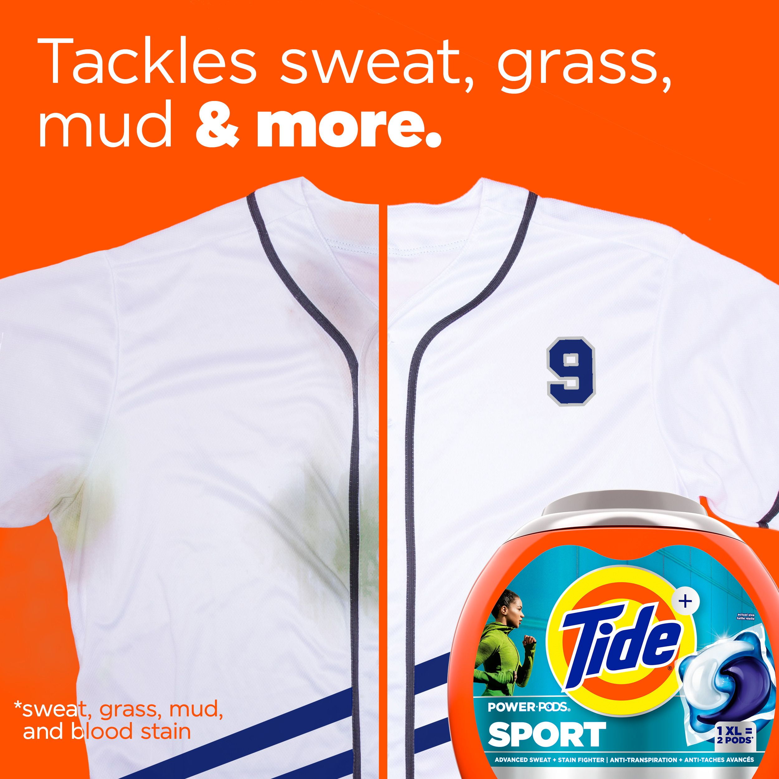 Tide Power Pods Sport Laundry Detergent Pacs, Advanced Sweat + Stain Fighter, 45CT