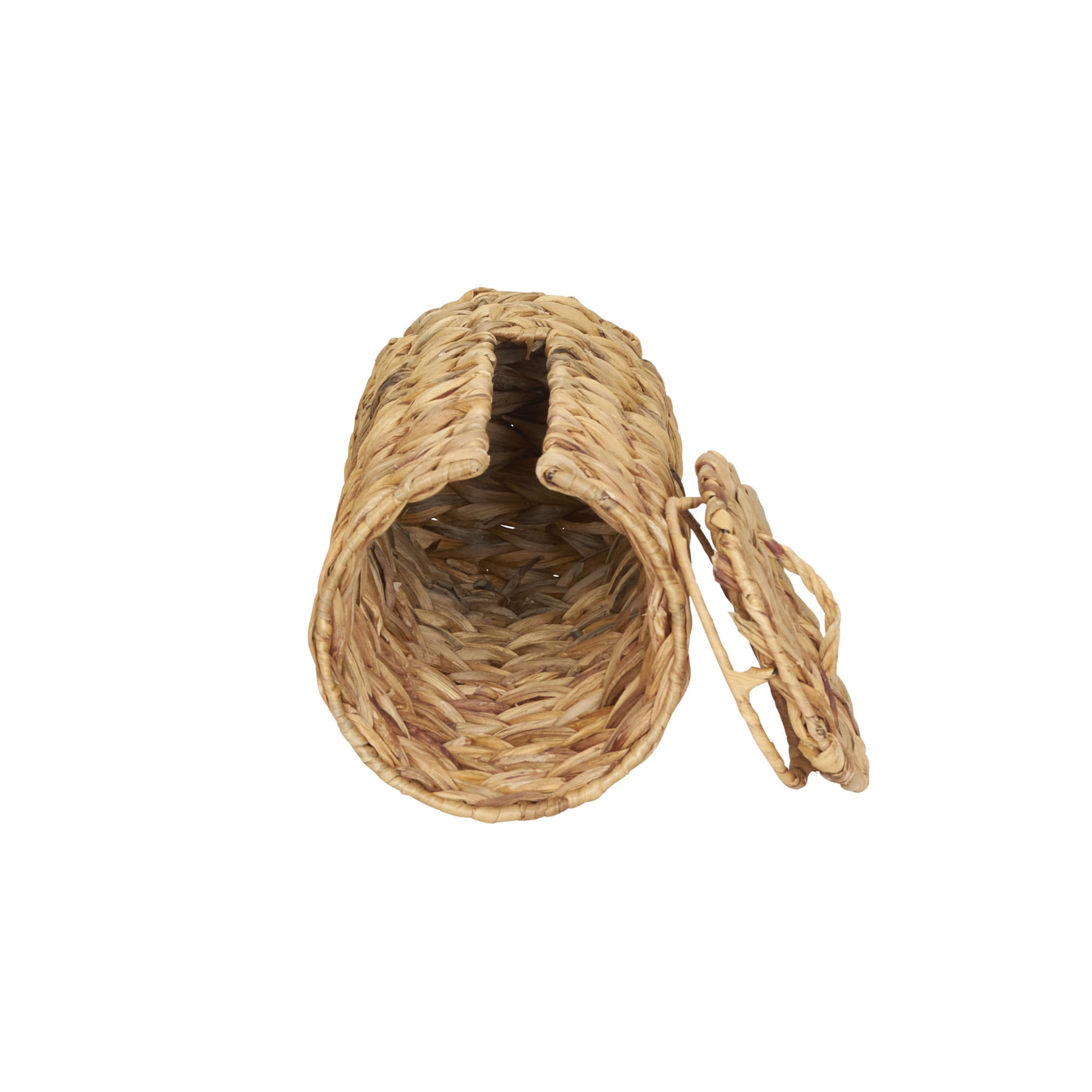 Household Essentials Wicker Toilet Paper Roll Holder, Handmade, Water Hyacinth Weave, Steel Frame, Removable Lid with Access Slot, and Eco-Friendly, Natural