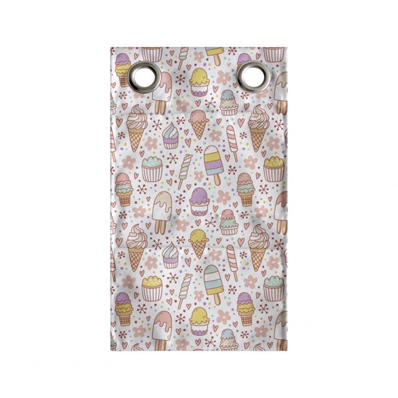 Ice Cream Hanging Pocket Organizer, Pastel Various Flavours Popsicles Cherry Summer Hearts Flower, Printed Polyester Storage Bag with Pockets, 9" x 27", Pink Peach Mustard