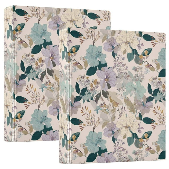 Three Ring Binder Pastel Flowers and Leaves 1.5 Inch Round Binder D-Rings for Office Supplies and More