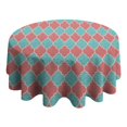 thumbnail image 4 of Red Teal Checkerboard Checkered Pattern Round Tablecloth 60"x60",Wrinkle Wipeable Table Cloth for Kitchen Dining Room Picnic Patio Party, 4 of 6