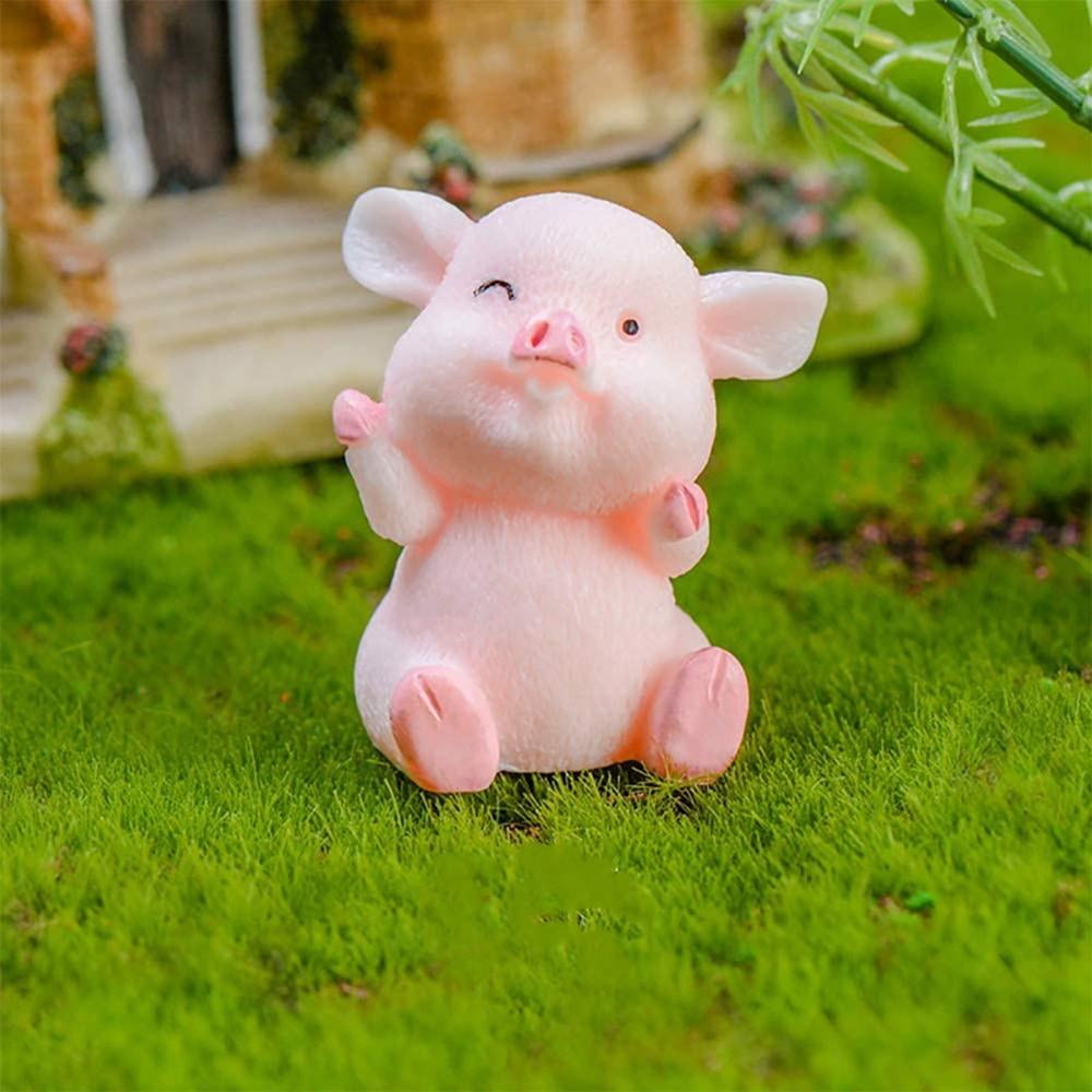 8Pcs Miniature Resin Pig Ornament DIY Accessories for Micro