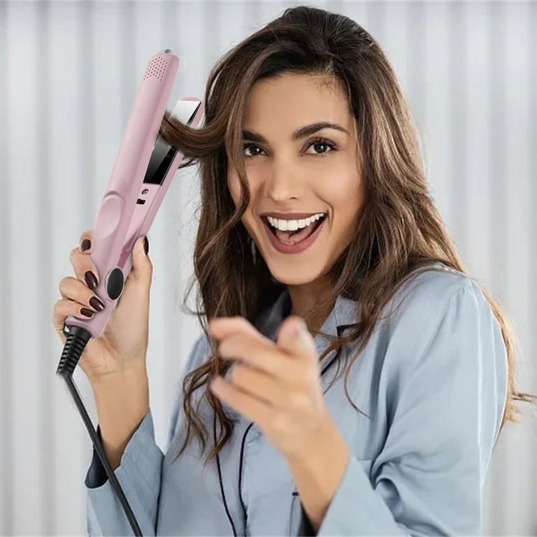 SDJMa Hair Titanium Mini Travel Flat Iron Curling Straightener for Short Hair Defining Fast Heat Portable Titanium Hair Straightener Mini Flat Iron
