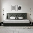 Allewie King Size Upholstered Bed Frame with 4 Storage Drawers, Button