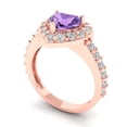 thumbnail image 2 of Halo Engagement Ring for Women - 2.03ct Simulated Alexandrite in 14K Rose Gold Promise Ring, 2 of 6