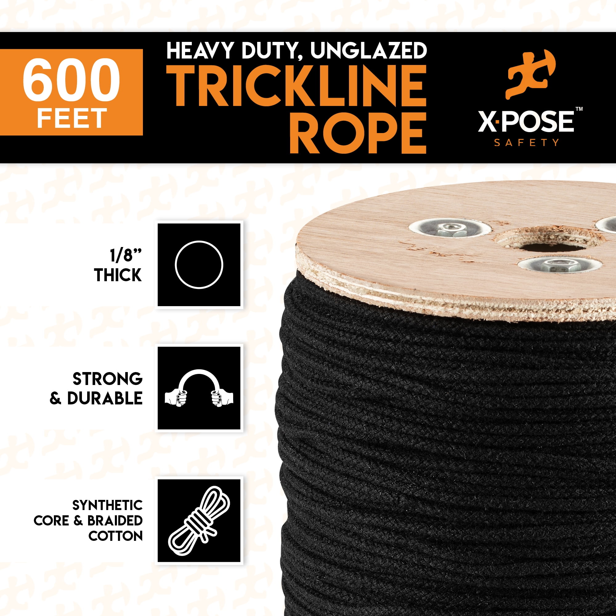Stage Rigging Rope Tie Line Spool White Unglazed Trickline Rope - 600 Ft X 1/8 Inch ...
