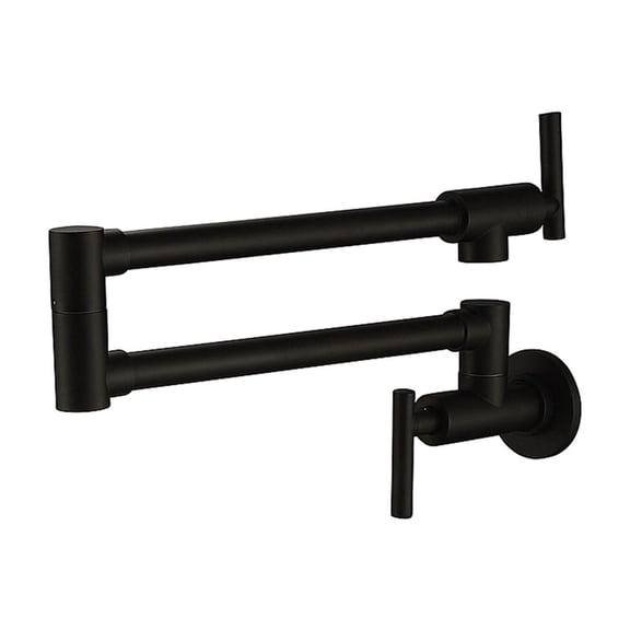 Kitchen Mixer Sink Tap Chrome Matte Black Brushed Nickel Wall Mounted Pot Filler Faucet With 24" Double Jointed Swinging Spout