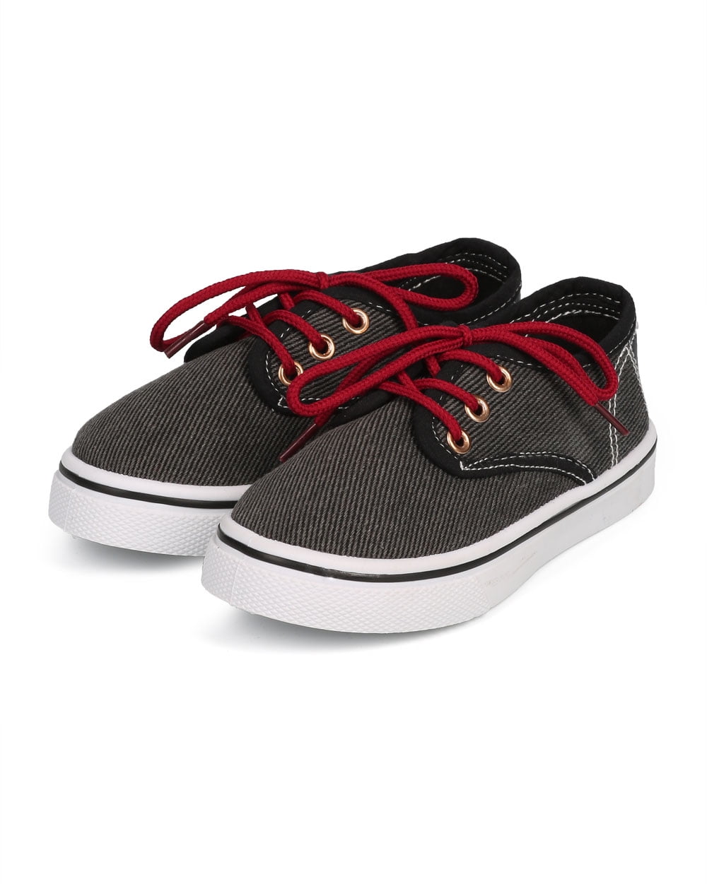 Black Toddler//Little Boy//Big Boy Size: Little Kid 12 Denim Mix Media Round Toe Classic Lace Up Sneaker DG56