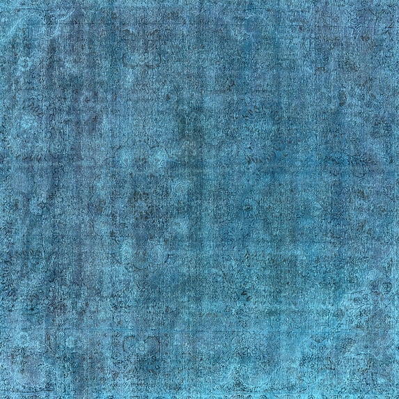 Ahgly Company Indoor Square Oriental Light Blue Industrial Area Rugs, 8' Square