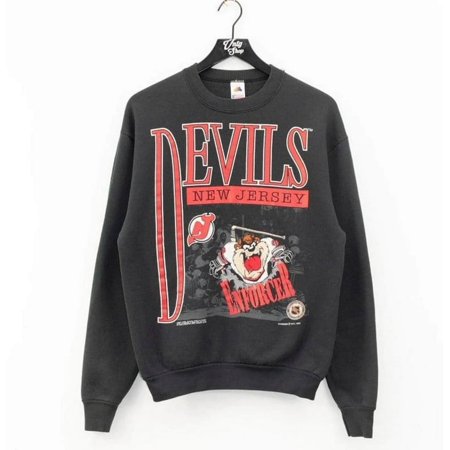 Vintage 90s New Jersey Devils Looney Tunes Taz SweatShirt, New Jersey Devils Sweatshirt, NJ Hockey Sweatshirt, Vintage Ice Hockey Sweatshirt