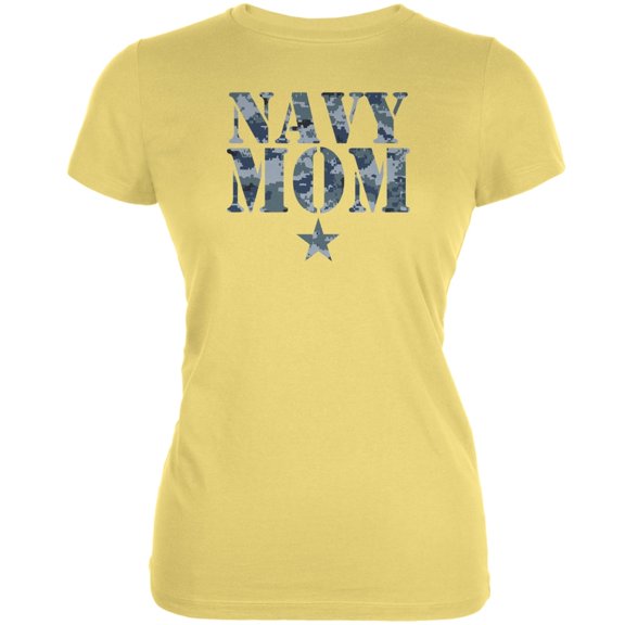 Navy Mom Yellow Juniors Soft T-Shirt