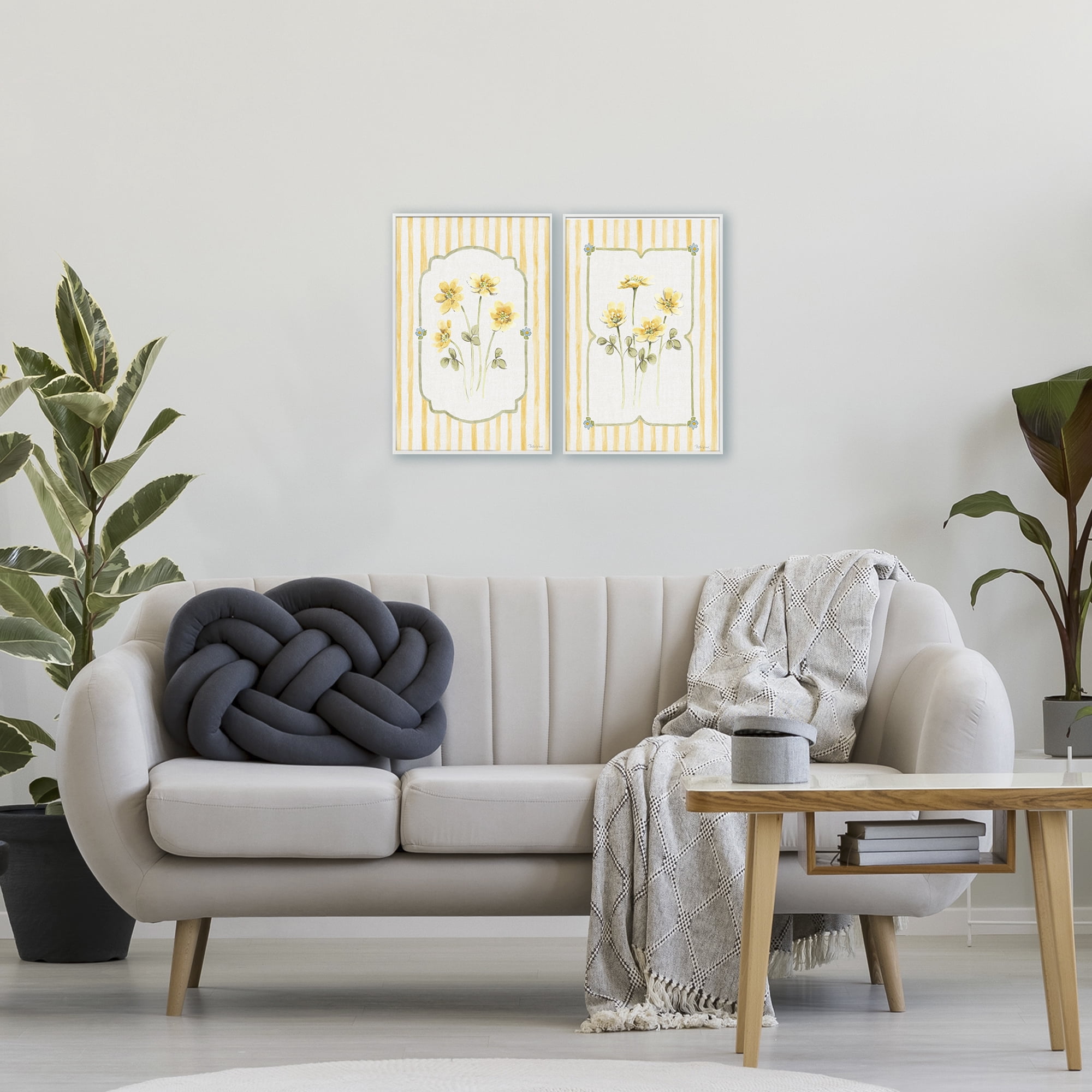 Stupell Industries Sweet Honey Blooms 2 Piece White Framed Giclee Art Set, design by Beth Grove