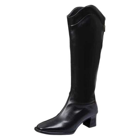 Knee High Boots Pointed Toe Stiletto Heel Dress Shoes With Rear Zipper Closure For Elegant Evening Party Wear