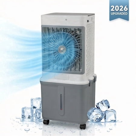 2026 New Model Evaporative Air Cooler Includes 4 Ice Packs. Ideal for Bedrooms, Offices, Patios,