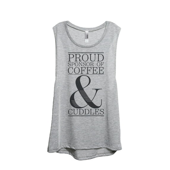 Thread Tank Proud Sponsor Of Coffee And Cuddles Women's Fashion Sleeveless Muscle Tank Top Sport Grey 2X-Large