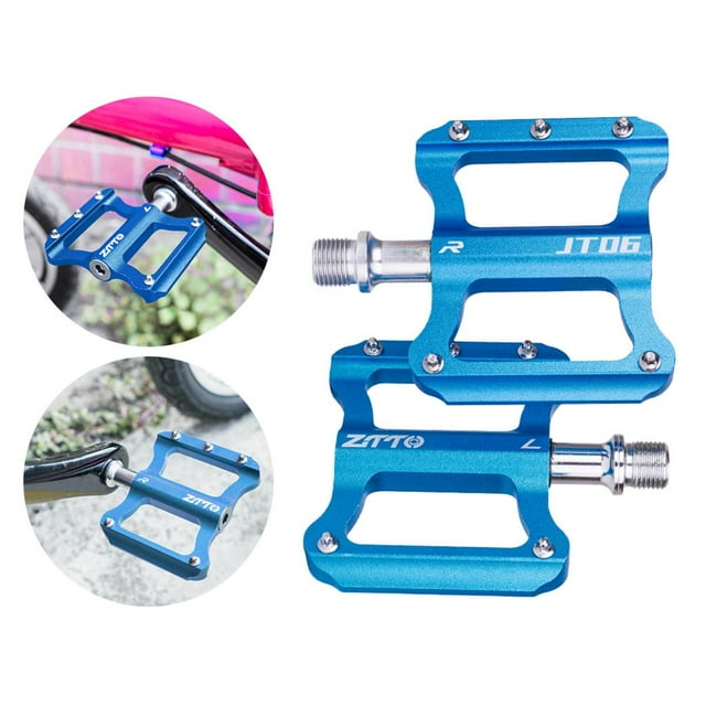 Pedal Plano de Bicicleta Macarena Aleación de Aluminio Antideslizante 9/16 Pulgadas Plata Azul