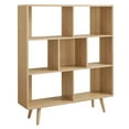 thumbnail image 2 of Modway Transmit 7-Shelf Wood Bookcase with Splayed Dowel Legs in Oak, 2 of 9