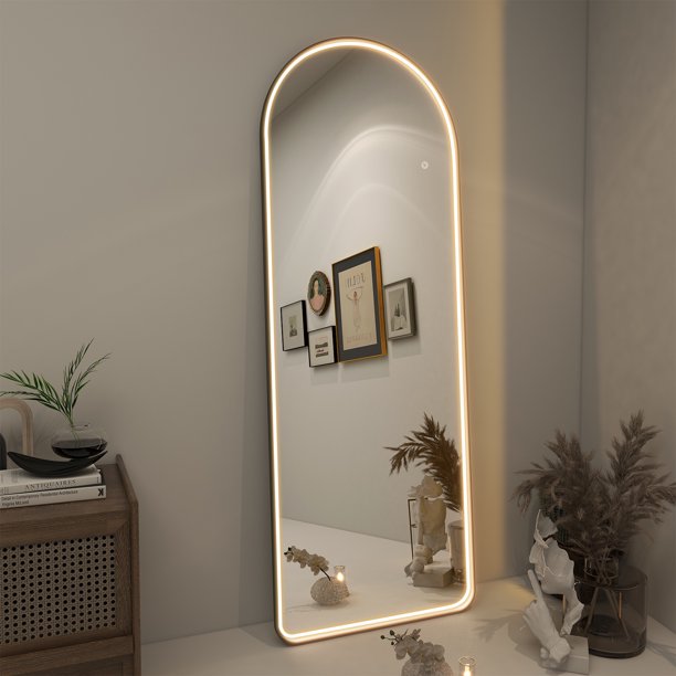 BEAUTYPEAK LED Arched Full Length Mirror 64" x 21" Standing Floor