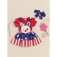 thumbnail image 4 of Hirigin 4th of July Baby Girl Outfits 0 3 6 12 18 24 Months Ruffle Sleeve Romper Star Stripe Suspender Skirt Overalls Dress, 4 of 8